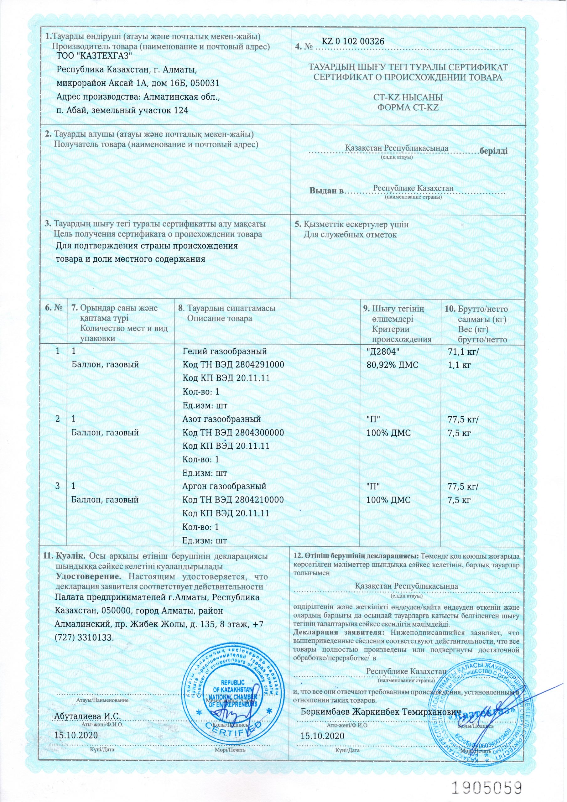 Сертификат происхождения постановление